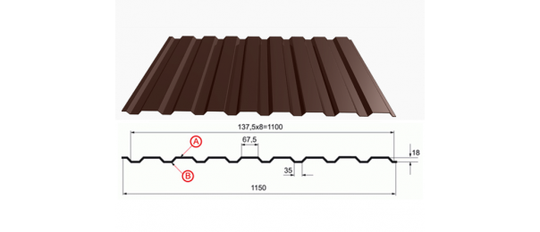 Профнастил коричневый оцинкованный  RAL 8017 С-20 купить недорого в Шатуре